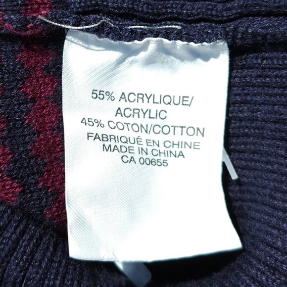 PREPPY SWEATER VEST Women's Size Small NAVY BURGUNDY - Picture 2 of 7